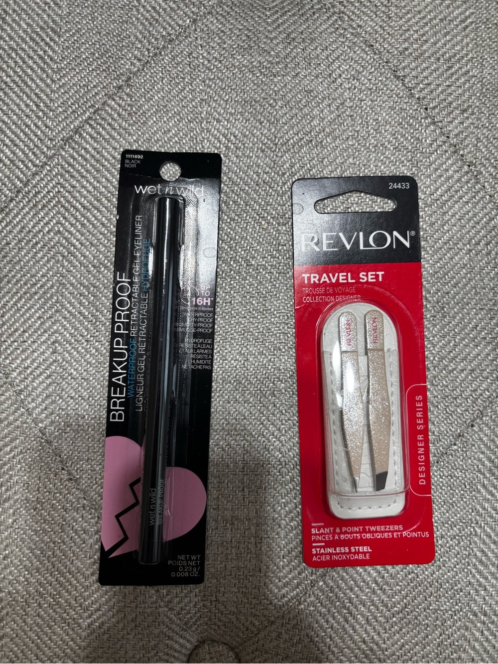 5 items x $25 - Revlon tweezers set & wet & wild gel eyeliner NEW